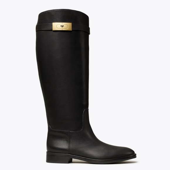 Tory Burch $528 NIB T Hardware Riding Boot Black Gold 7 8.5 9 9.5 - Picture 9 of 10